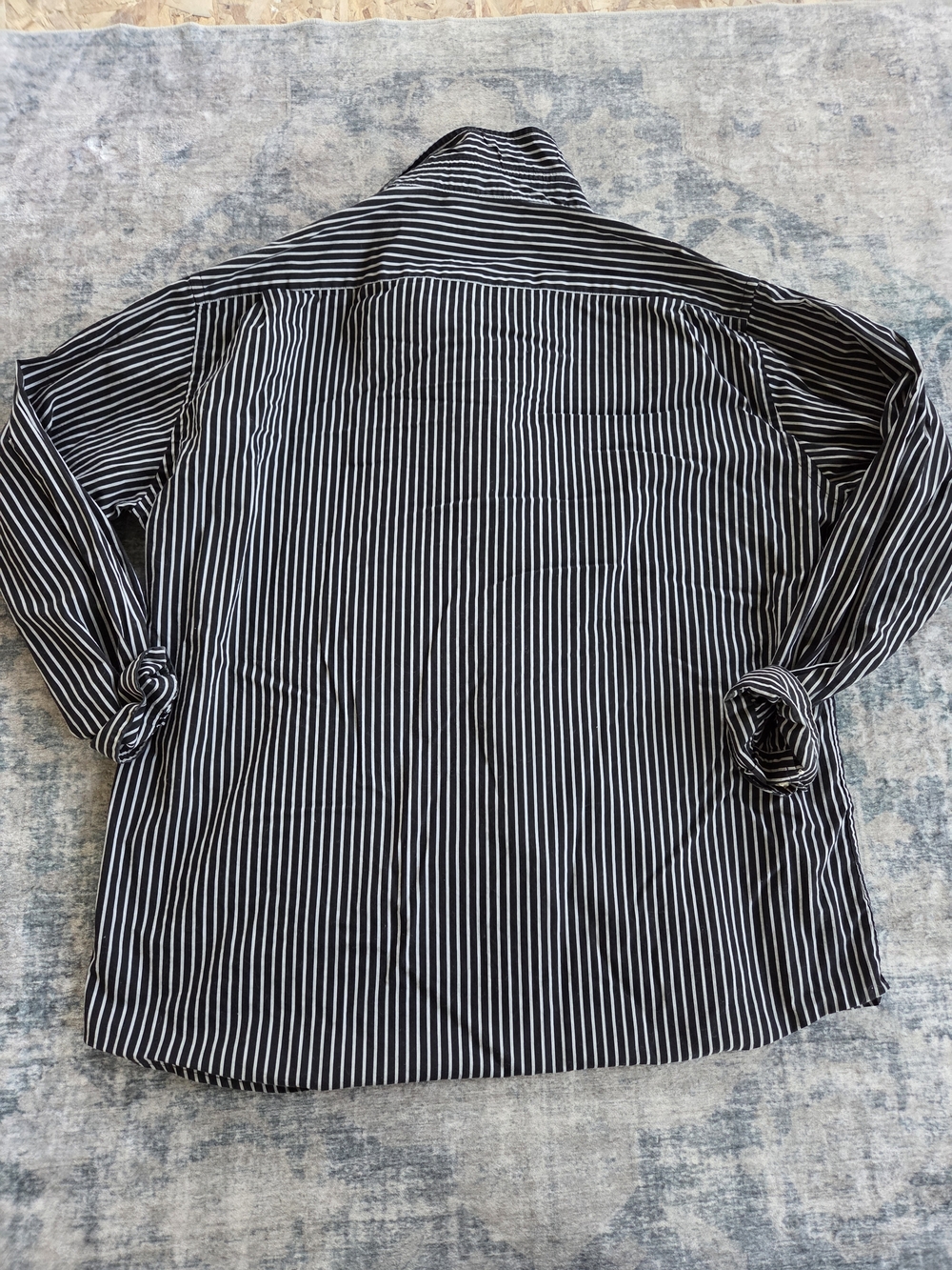 Isaac Mizrahi Black and White Striped Classic Fit Shirt - Picture 6 of 6